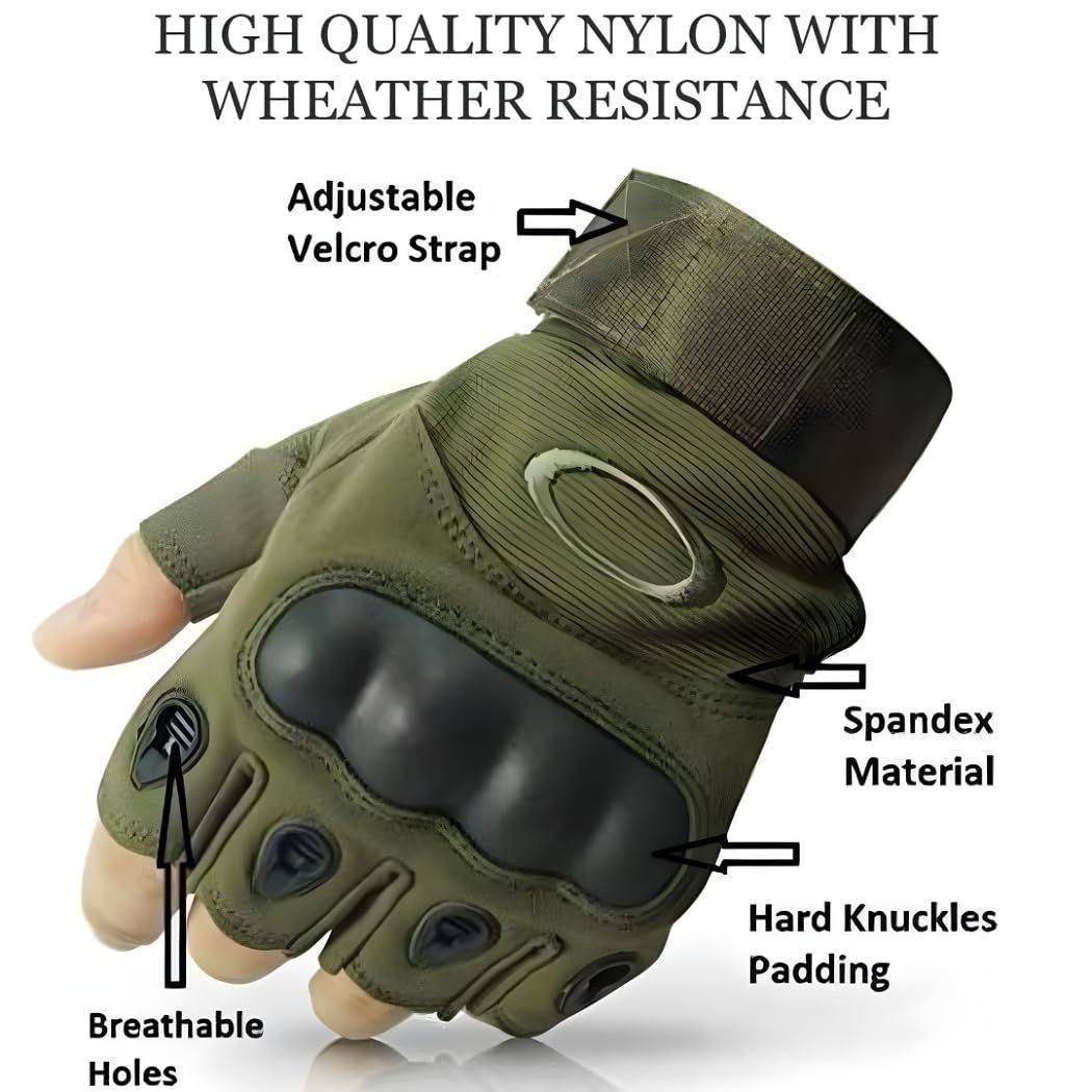 Revoltix™ GripMax — Non-Slip Half-Finger Rubber Knuckle Motorcycle Gloves