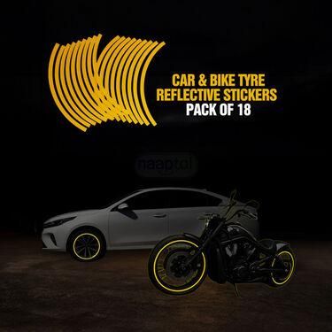 Revoltix™ ReflectoLine — 18-Piece Yellow Reflective Sticker Kit for Cars & Bikes