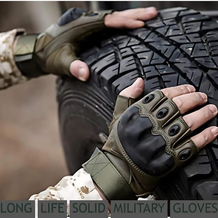 Revoltix™ GripMax — Non-Slip Half-Finger Rubber Knuckle Motorcycle Gloves