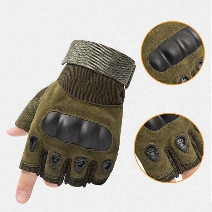 Revoltix™ GripMax — Non-Slip Half-Finger Rubber Knuckle Motorcycle Gloves