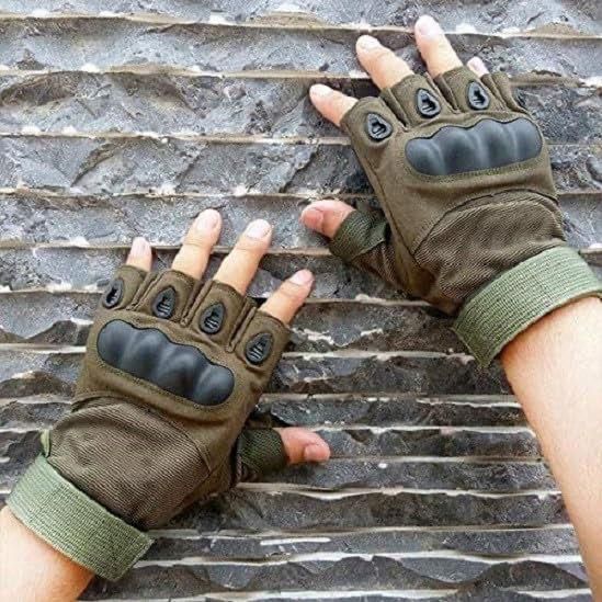 Revoltix™ GripMax — Non-Slip Half-Finger Rubber Knuckle Motorcycle Gloves
