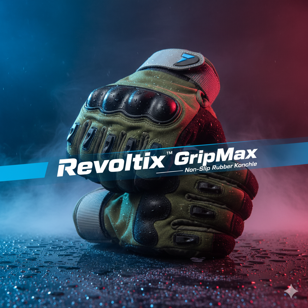 Revoltix™ GripMax — Non-Slip Half-Finger Rubber Knuckle Motorcycle Gloves