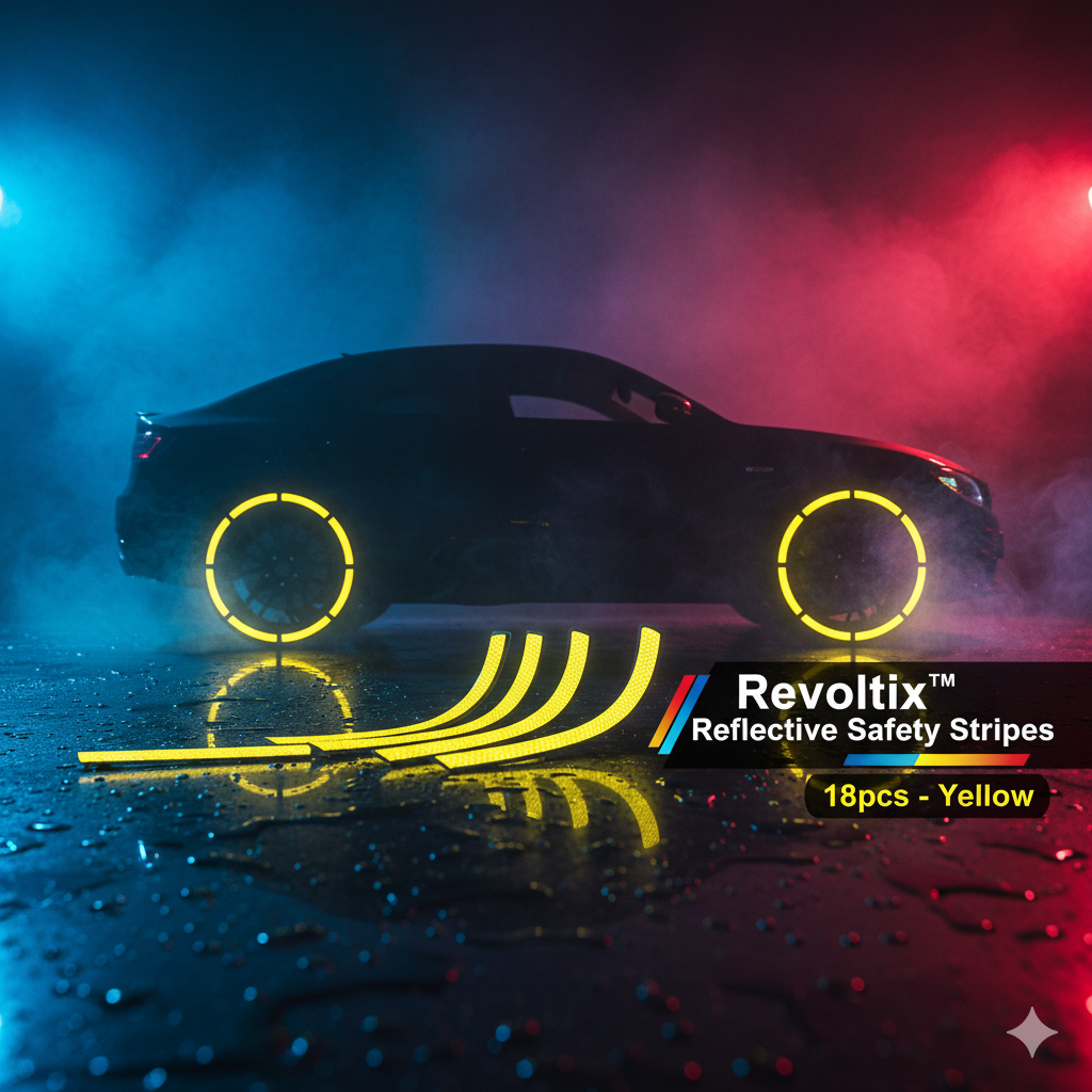 Revoltix™ ReflectoLine — 18-Piece Yellow Reflective Sticker Kit for Cars & Bikes