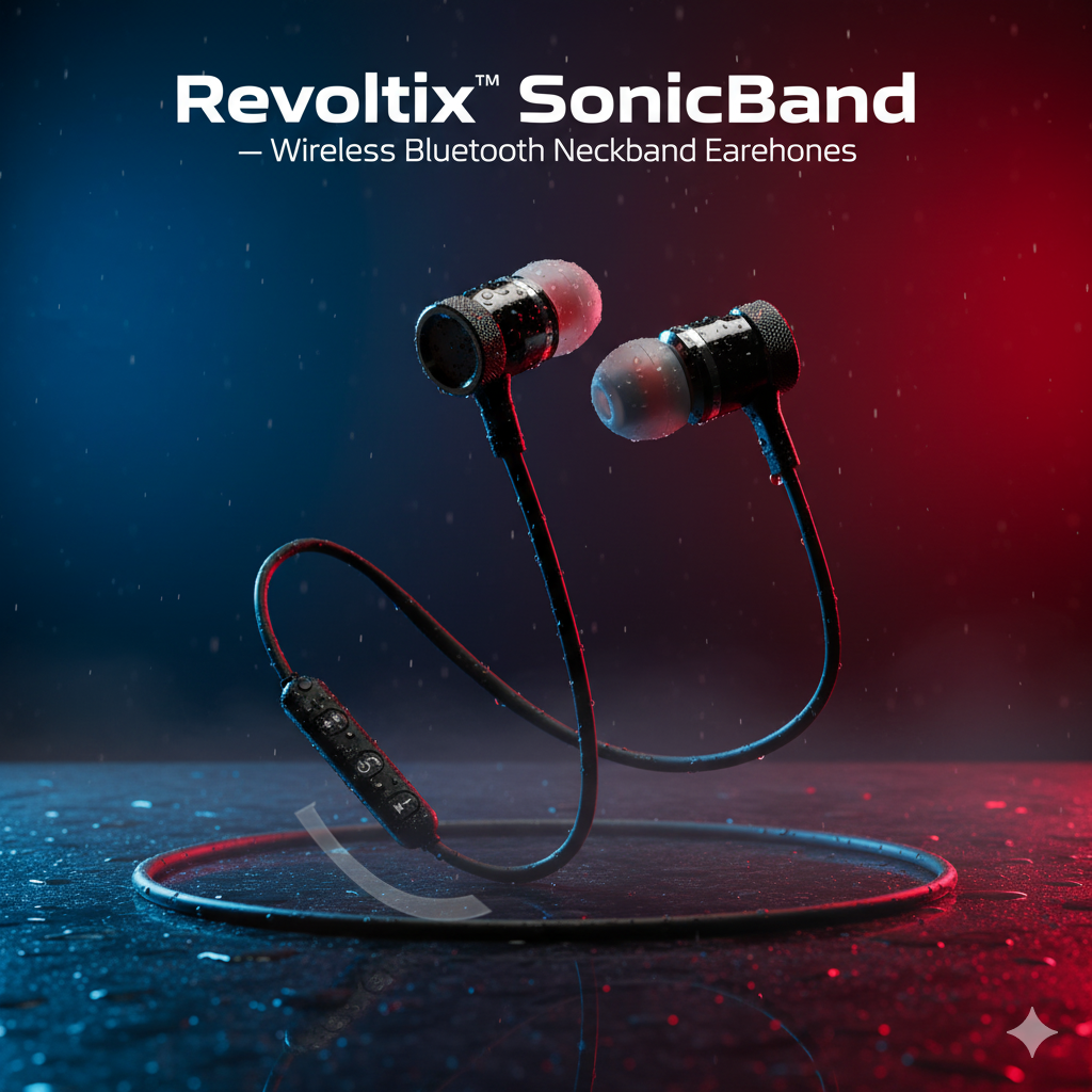 Revoltix™ SonicBand — Wireless Bluetooth Neckband Earphones